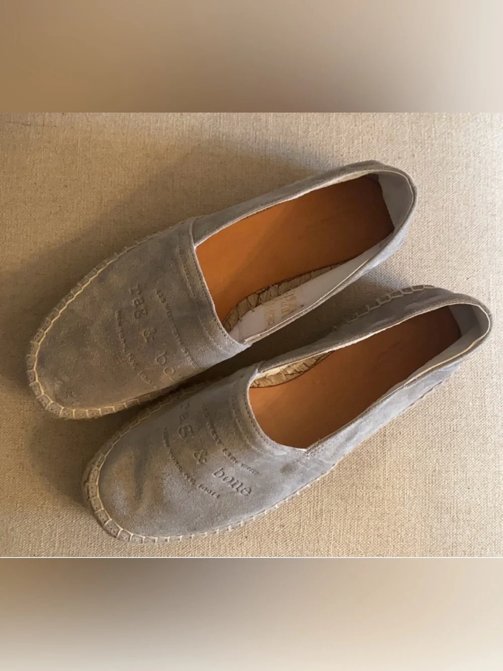Rag & Bone Light Grey Suede Espadrille Flats